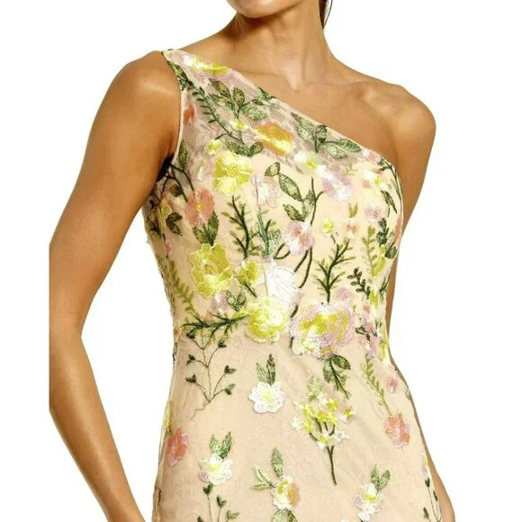 Mac Duggal $598 Embroidered Floral One Shoulder Formal Gown Dress Sz 2 NWT - Picture 2 of 9